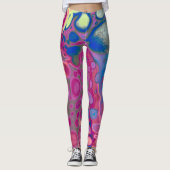 Paarse, blauwe en roze digitale moderne Abstracte Leggings (Voorkant)