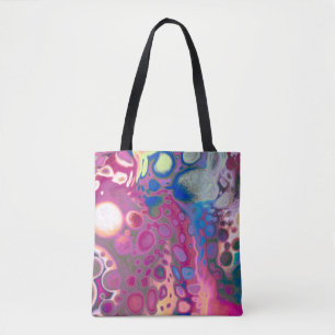 Paarse, blauwe en roze digitale moderne Abstracte Tote Bag