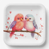 Paarse, Blauwe en Roze Lovebirds Papieren Bordje (Voorkant)