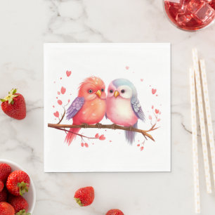 Paarse, Blauwe en Roze Lovebirds Servet