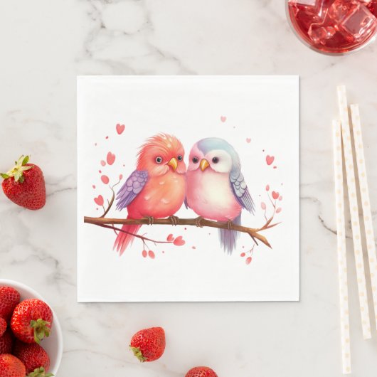 Paarse, Blauwe en Roze Lovebirds Servet (Insitu)