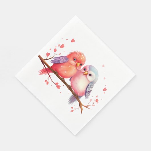 Paarse, Blauwe en Roze Lovebirds Servet (Hoek)