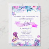 Paarse, blauwe en roze uitnodiging voor een bevall (Voorkant)