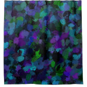 Paarse, Blauwe en Zwarte Abstract Douchegordijn (Voorkant)