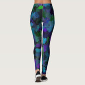 Paarse, Blauwe en Zwarte Abstract Leggings (Achterkant)