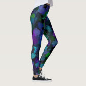 Paarse, Blauwe en Zwarte Abstract Leggings (Rechts)