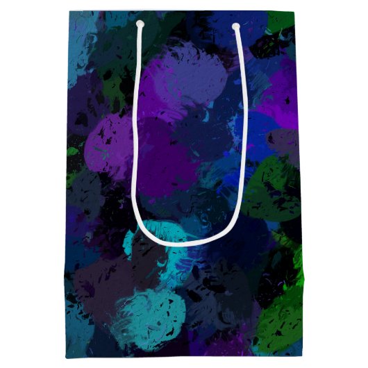 Paarse, Blauwe en Zwarte Abstract Medium Cadeauzakje (Achterkant)