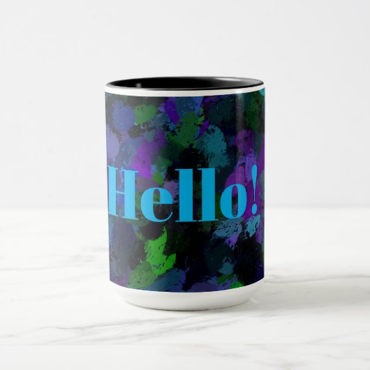 Paarse, Blauwe en Zwarte Abstract Mok (Midden)