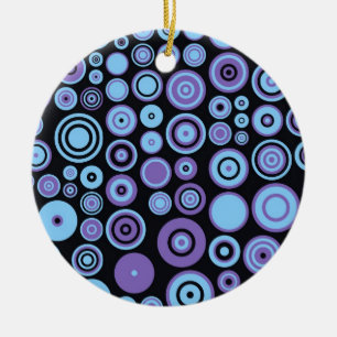 Paarse Blauwe en Zwarte Fifes Abstracte Kunst Keramisch Ornament