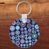  Paarse Blauwe en Zwarte Fifes Abstracte Kunst Sleutelhanger (Voorkant)
