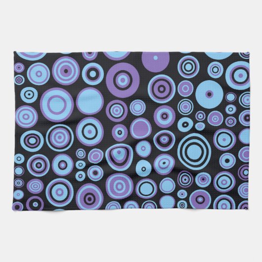  Paarse Blauwe en Zwarte Fifes Abstracte Kunst Theedoek (Horizontaal)