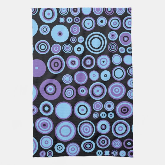  Paarse Blauwe en Zwarte Fifes Abstracte Kunst Theedoek (Verticaal)