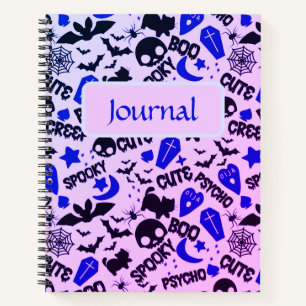 Paarse, Blauwe en Zwarte Halloween Journal Notitieboek