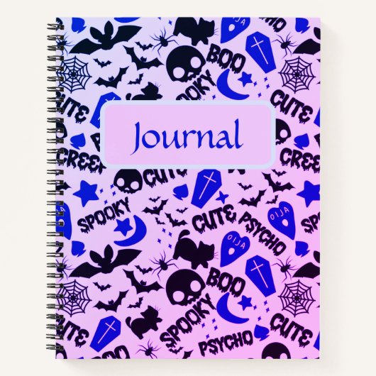 Paarse, Blauwe en Zwarte Halloween Journal Notitieboek (Voorkant)