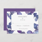 Paarse Blauwe Eucalyptus Bladeren Bloemstuk RSVP (Voorkant / Achterkant)