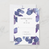Paarse blauwe eucalyptusbladeren Floral RSVP (Voorkant)