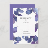 Paarse blauwe eucalyptusbladeren Floral RSVP (Voorkant / Achterkant)