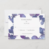 Paarse blauwe eucalyptusbladeren Floral RSVP (Voorkant)