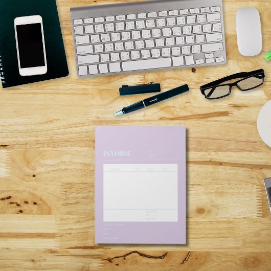 Paarse blauwe factuur voor kleine bedrijven notitieblok