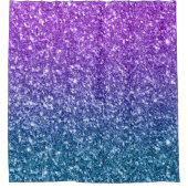 Paarse & Blauwe Faux Glitter & Sparkles Douchegordijn (Voorkant)