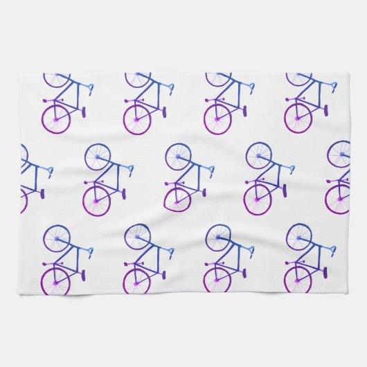 Paarse blauwe fietsen knijpen keukenhanddoek (Horizontaal)