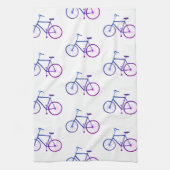 Paarse blauwe fietsen knijpen keukenhanddoek (Verticaal)