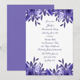 Paarse Blauwe Floral Bachelorette Kaart