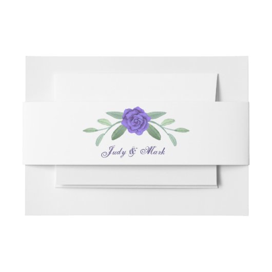 Paarse Blauwe Floral Greenery Foliage Invitation Uitnodigingen Wikkel (Voorkant Voorbeeld)