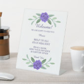 Paarse Blauwe Floral Greenery Foliage Safety Reclamebord Met Voetstuk (Insitu)