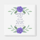 Paarse Blauwe Floral Greenery Foliage Save the Dat Magneet (Voorkant)