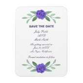 Paarse Blauwe Floral Greenery Foliage Save the Dat Magneet (Verticaal)