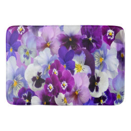 Paarse Blauwe Floral Pansy Flowers Badmat