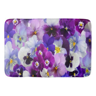 Paarse Blauwe Floral Pansy Flowers Badmat