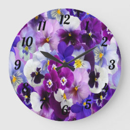 Paarse Blauwe Floral Pansy Flowers  Grote Klok