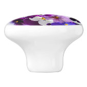 Paarse Blauwe Floral Pansy Flowers Keramische Knop (Zijkant)