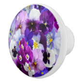 Paarse Blauwe Floral Pansy Flowers Keramische Knop (Rechts)