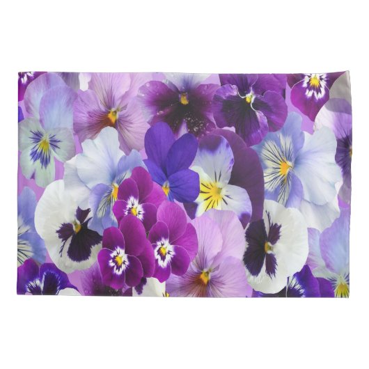 Paarse Blauwe Floral Pansy Flowers Kussensloop (Achterkant-Links)