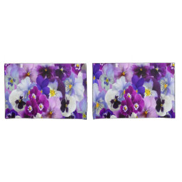 Paarse Blauwe Floral Pansy Flowers Kussensloop