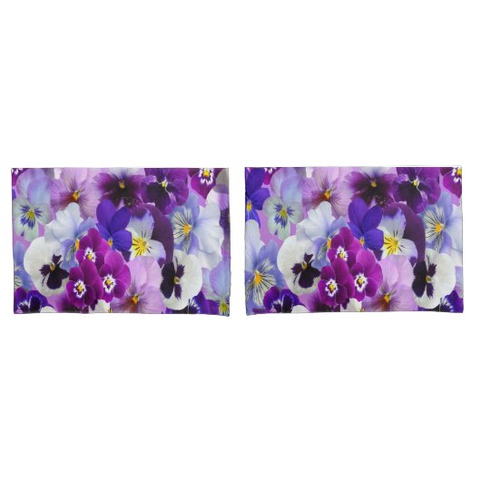 Paarse Blauwe Floral Pansy Flowers Kussensloop (Voorkant-Set)