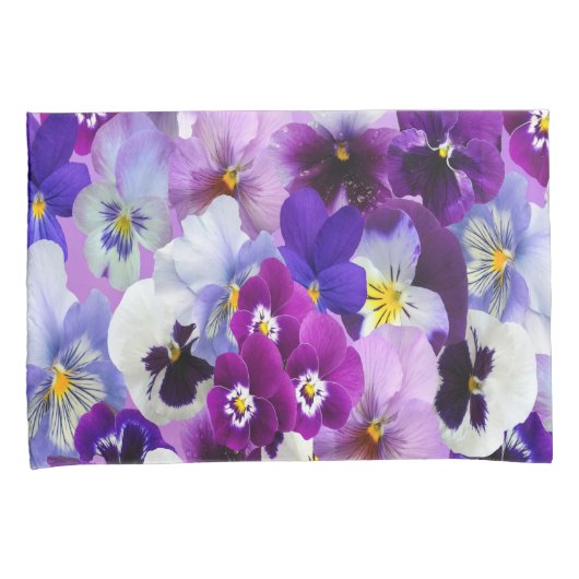 Paarse Blauwe Floral Pansy Flowers Kussensloop (Voorkant-Rechts)