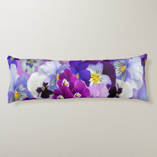 Paarse Blauwe Floral Pansy Flowers Lichaamskussen (Achterkant)