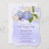 Paarse Blauwe Floral  vlinder Birthday Party Kaart (Voorkant)