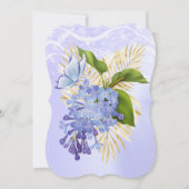 Paarse Blauwe Floral  vlinder Birthday Party Kaart (Achterkant)
