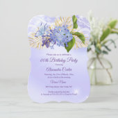 Paarse Blauwe Floral  vlinder Birthday Party Kaart (Staand voorkant)