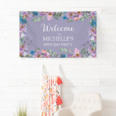 Paarse Blauwe Florale Vrouwendag Welkom Spandoek (Insitu)