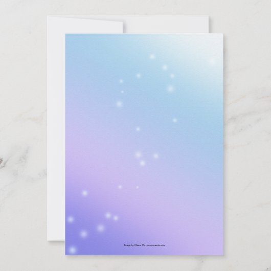 Paarse blauwe foto eerste uitnodiging van de Birth (Achterkant)