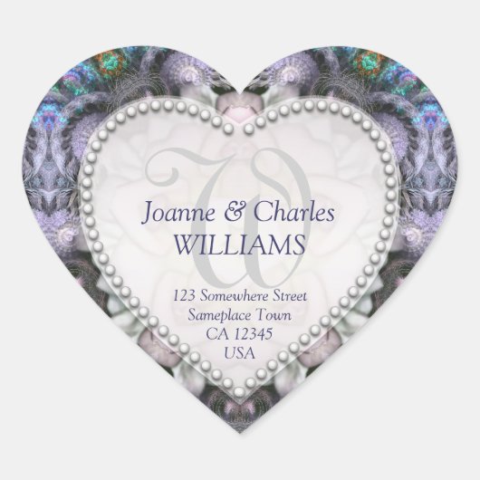 Paarse blauwe fractals Fairy-sprookjes Hart Sticker (Voorkant)