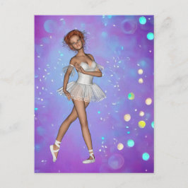 Paarse blauwe gele achtergrond & Ballerina Briefkaart