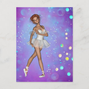 Paarse blauwe gele achtergrond & Ballerina Briefkaart