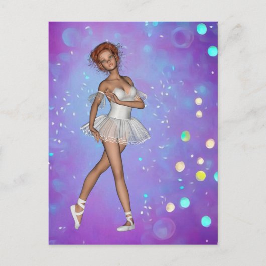 Paarse blauwe gele achtergrond & Ballerina Briefkaart (Voorkant)